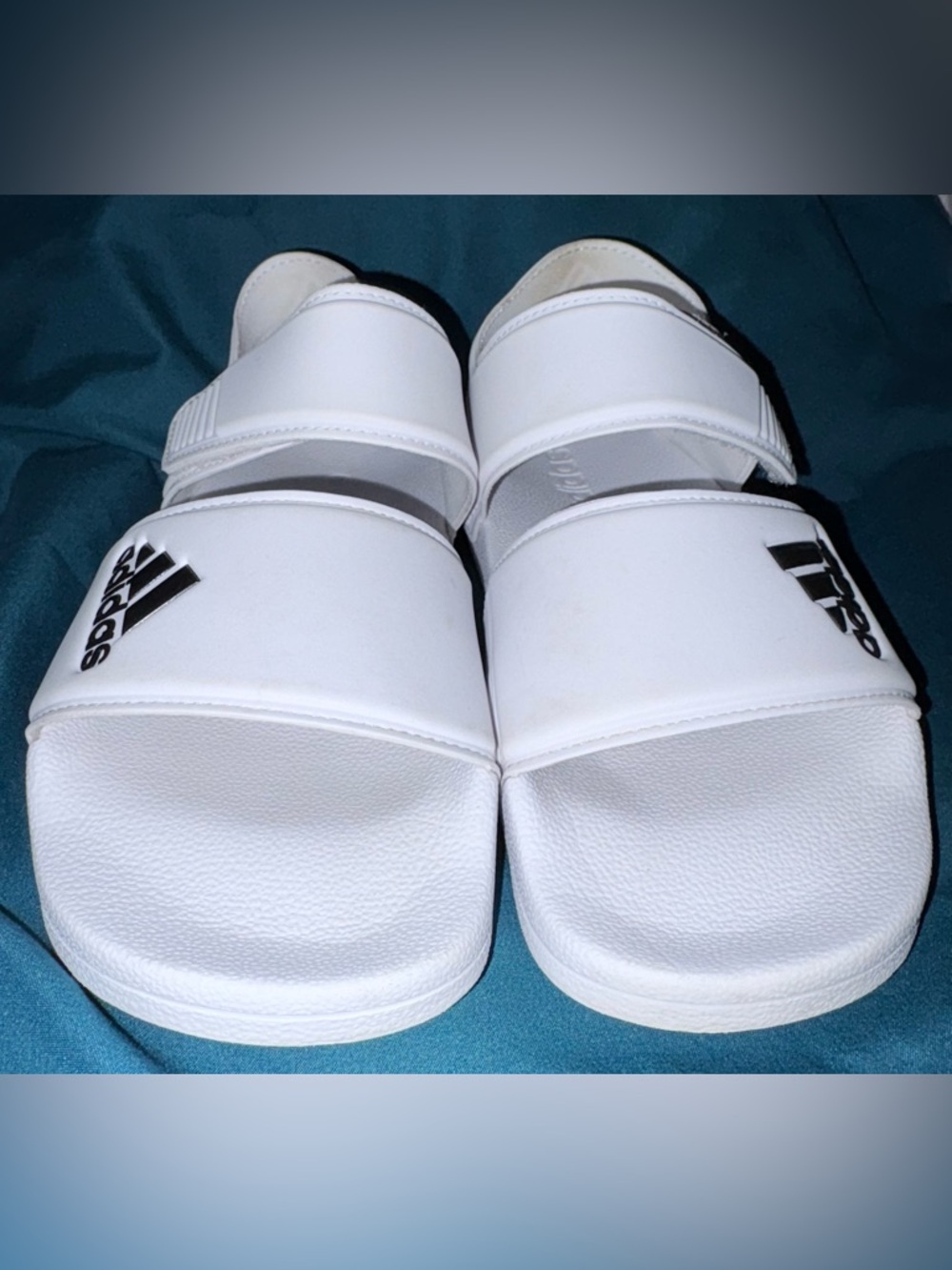 adidas White and Black Slide Sandals